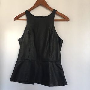 Express Faux Leather Black Peplum Top Size S